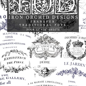 Traditional Pots IOD Transfer Pad with (4) 12 X 16 Sheets by Iron Orchid Designs Rub-On Furniture Transfer Decal