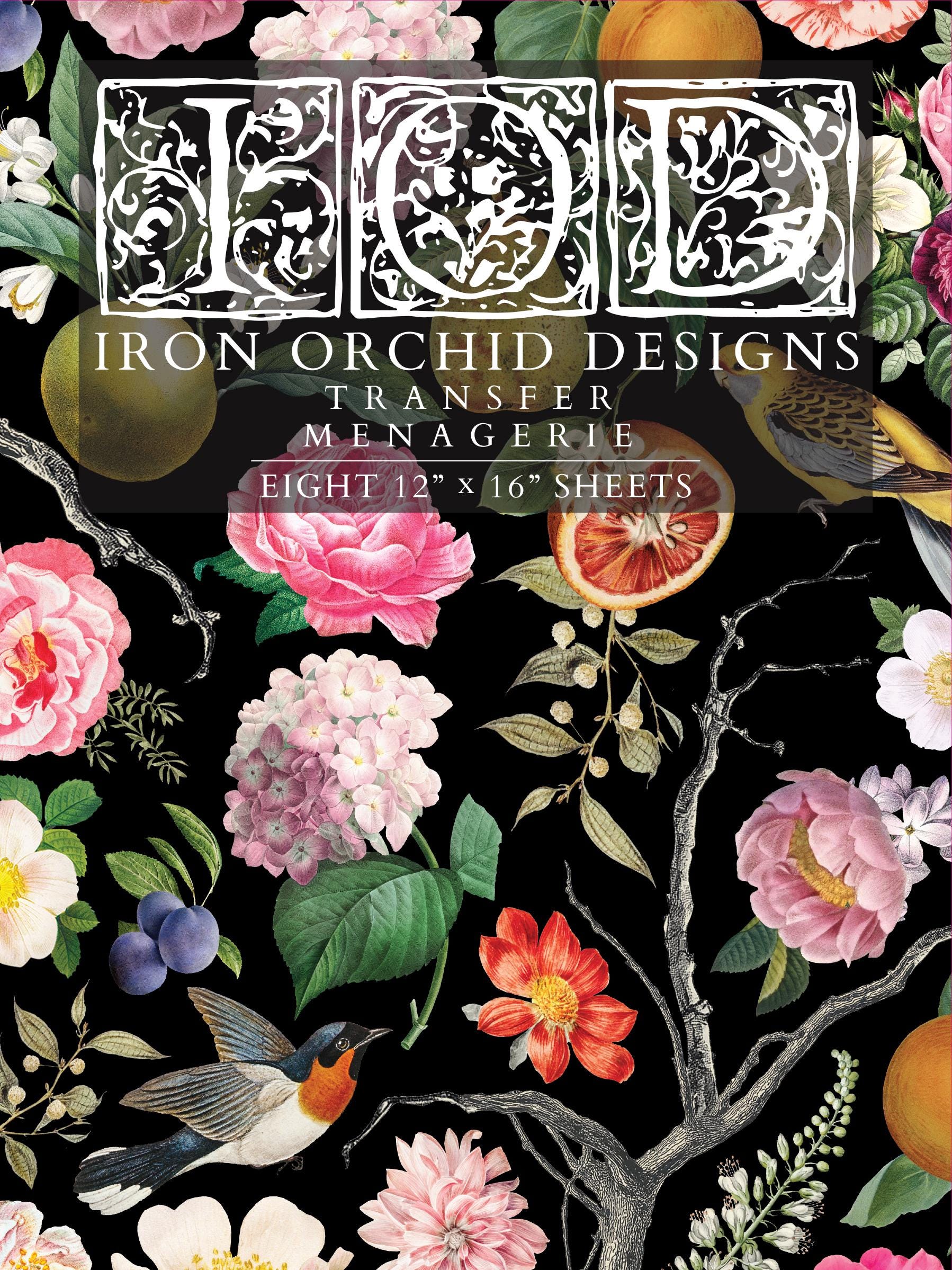 Menagerie IOD Transfer Pad with (8) 12 X 16 Sheets by Iron Orchid Designs Rub-On Furniture Transfer Decal