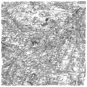 May include: Black and white vintage map print of the Orleans region. The detailed map features intricate line work depicting roads, towns, and geographical features. The print includes the text "Orleans" and "Iron Orchid Designs".