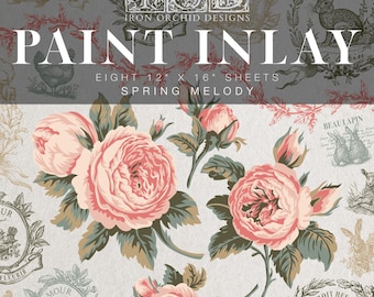 Spring Melody IOD Paint Inlay by Iron Orchid Design (8) 12 X 16 Sheets - Limited Release