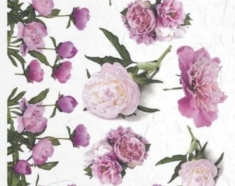 Bouquets and Single Flower Pink ITD Collection decoupage paper | Size A4 (8.27x11.7in)  R0063