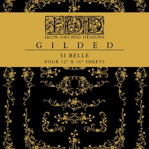 Si Belle IOD Gold Foil Transfer Pad with (4) 12 X 16 Sheets by Iron Orchid Designs Rub-On Furniture Transfer Decal