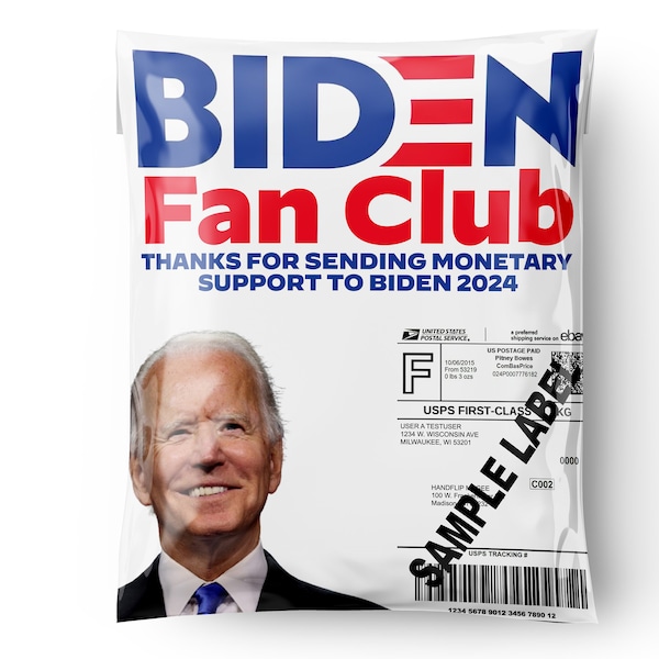 Joe Biden Fan Club Prank Package Mail Embarrassing Mortifying Postal Prank Gag, Gets Mailed Directly to the Victim, Family Member, or Friend