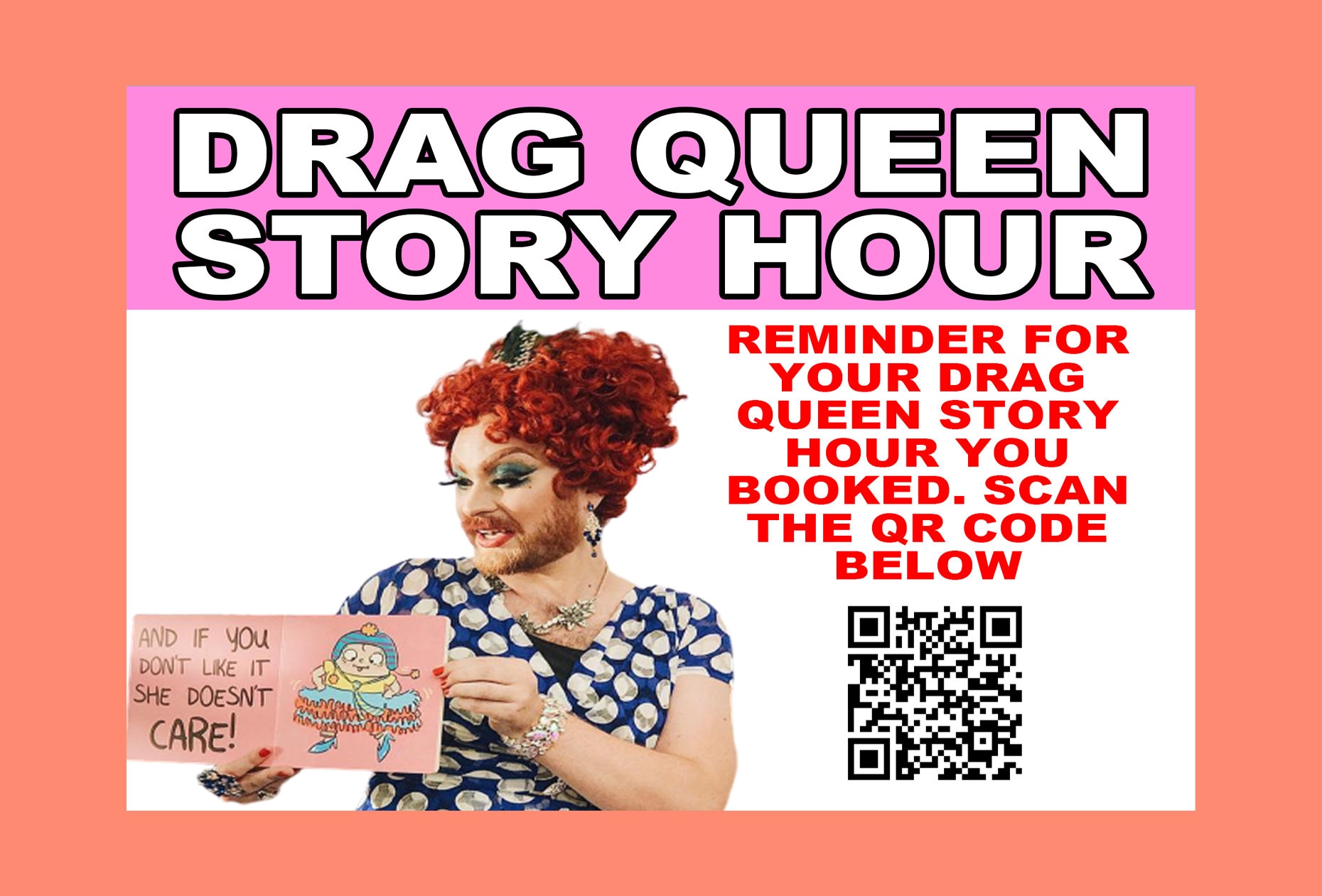 Drag Queen Story Hour Reminder Prank Post Card Gag Gift Pack for