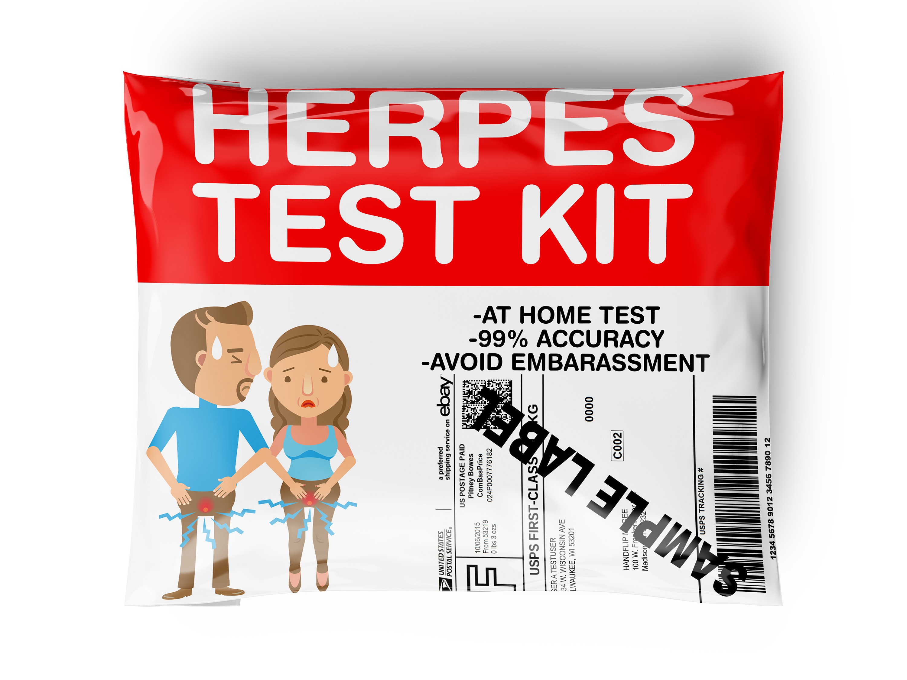 Herpes Test Kit Prank Package Mail Embarrassing Mortifying Postal Prank