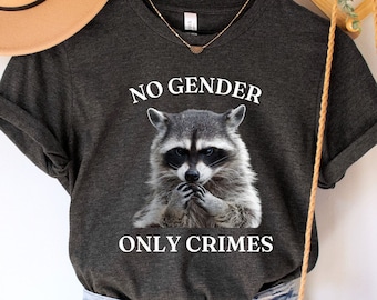 No Gender Only Crimes Shirt,Funny Nonbinary Shirt,Be Gay Do Crime Shirt,Funny Racoon Shirt,Enby Pride Clothing,LGBTQ Pride Non Binary Gift