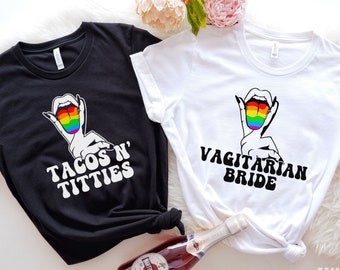 Lesbian Bachelorette Party Shirts, Funny Bridesmaid Matching Tee, Lesbian Two Brides Shirt, Lesbian Wedding Party Gift, LGBTQ Bachelorette