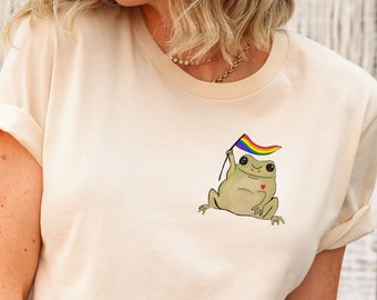 Shirt Pride Frog, shirt LGBTQ+, Gay Pride-shirt, Pride Month-shirt, shirt LGBT-bondgenoot, queer shirt, lesbisch shirt, LGBTQ-cadeau, regenboogshirt