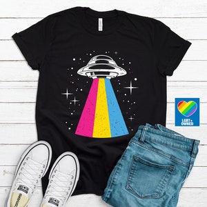 Pan Alien Shirt, Pansexual Pride Shirt, Pan Pride, Queer Shirt, Pansexual Flag, Discreet LGBTQ Pride, Subtle Pride Outfit, Queer Owned Shops