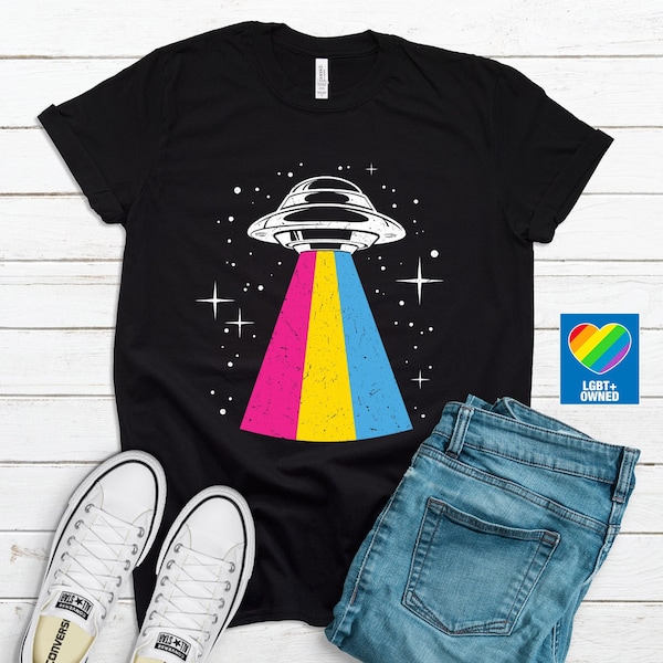 Pan Alien Shirt, Pansexual Pride Shirt, Pan Pride, Queer Shirt, Pansexual Flag, Discreet LGBTQ Pride, Subtle Pride Outfit, Queer Owned Shops