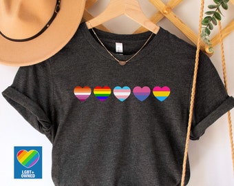 Chemise fierté, chemise LGBT, chemise coeur fierté, chemise allié LGBTQ, chemise fierté subtile, T-shirts lesbiens, fierté gaie, chemise trans allié, chemise drapeaux de la fierté