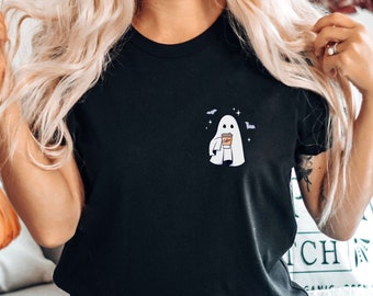 Niedliches gruseliges Geist-Hemd, Halloween-Kaffee-Hemd, Herbst-Kaffee-Liebhaber-Geschenk, Retro Geist-Halloween-T-Shirt, niedliches Herbst-Hemd, gruselige Jahreszeit-T-Stück