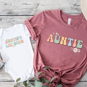 New Auntie Shirt, Aunt and Nephew Matching Shirts, Pregnancy Announcement, Cute Retro Aunt Gift, Auntie To Be Tshirt, New Nephew Baby Reveal