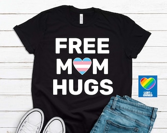 Camiseta con abrazos de mamás trans, orgullo trans, camiseta de aliados trans, atuendo de orgullo, camiseta de mamá LGBTQ, mamá osa LGBT, camiseta del desfile del orgullo