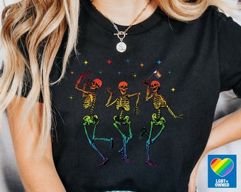 Dancing Skeletons LGBT Pride Shirt,LGBTQ Pride Rainbow Shirt,Pride Month Parade Shirt,Gay Pride Shirt,Lesbian T Shirt,Trans Pride Shirt