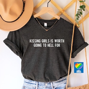 LGBTQ Shirt,Lesbian Shirt,Kiss More Girls,Gay Pride Shirt,Lesbian Pride Shirt,Lesbian Clothing,Queer Girls Tee,Pride Shirt Women,Lesbian Tee image 1