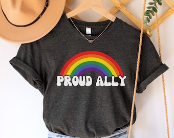 Koszulka Pride Ally, Koszulka LGBT Ally, Koszulka Pride, Koszulka LGBT, Koszulka LGBTQ Ally, Koszulka Pride damska, Koszulka Gay Pride, Koszulka Retro Pride, Koszulka Pride Rainbow