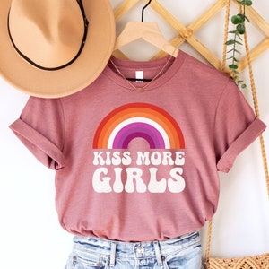 Lesbian Pride Shirt,Lesbian Shirt,Kiss More Girls Shirt,Sapphic Shirt,Gay Pride Tee,Pride Shirt Women,WLW Shirt,Retro Pride Shirt,Gay Shirt