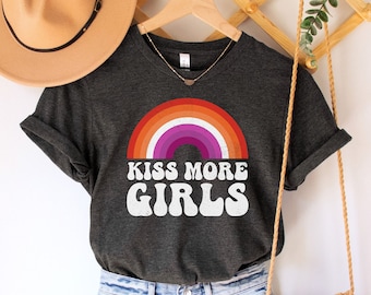 Lesbische Pride Shirt, Lesbische Shirt, Kuss mehr Mädchen Shirt, Sapphic Shirt, Gay Pride T-Shirt, Pride Shirt Frauen,