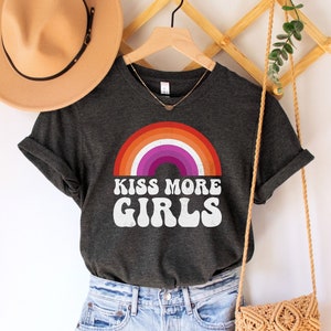 Lesbian Pride Shirt,Lesbian Shirt,Kiss More Girls Shirt,Sapphic Shirt,Gay Pride Tee,Pride Shirt Women,WLW Shirt,Retro Pride Shirt,Gay Shirt