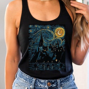 Hp Inspired Starry Night Tank Top, Van Gogh Shirt, Wizard Castle Magic School, Vincent Van Gogh Gift, Pottery Tank Top, Universal Shirt
