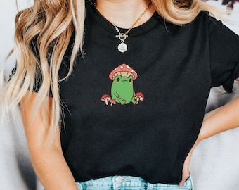 Lustiges Pilz Shirt, Cottagecore Kleidung, Kröte Shirt, Frosch Pilz Shirt, Forestcore, Ästhetische Kleidung