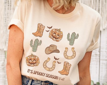 Retro Western Halloween Shirt, Howdy Halloween Cowboy T-Shirt, Halloween Kürbis Shirt, Gruseliges Kürbis Tshirt, Retro Gruseliges Western Shirt