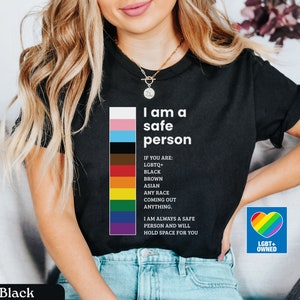 Pride Ally Shirt, I Am A Safe Person T-shirt, Pride Parade Outfit, LGBTQ Pride Month, Progress Pride Flag, Equality Shirt, Trans Ally Shirt