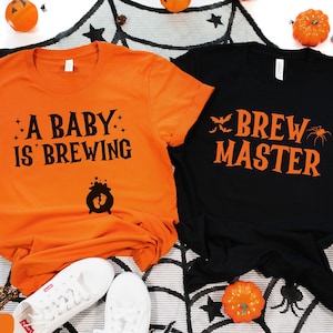 A Baby Is Brewing Shirt,Halloween Pregnancy Announcement Shirt,Halloween Baby Announcement,Halloween Maternity Shirt,Couple Pregnancy Shirt