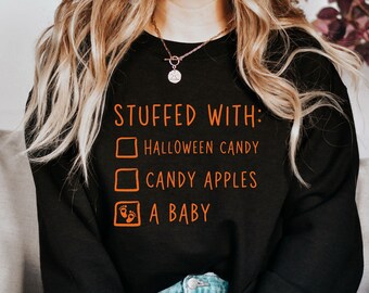Halloween Pregnancy Announcement Sweatshirt, Halloween Pregnant Shirt, Halloween Maternity Sweatshirt, Funny Pregnancy, Mom To Be Sweatshirt