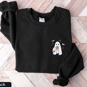 Cute Spooky Ghost Sweatshirt,Fall Coffee Lover,Halloween Coffee Sweatshirt,Retro Ghost Halloween Shirt,Womens Fall Sweatshirt,Spooky Season