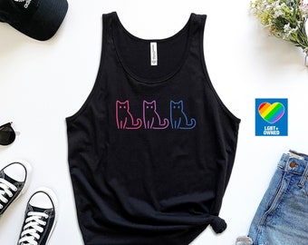 Bi Pride Tank Top, Subtle Bi Pride, Bisexual Shirt, Pride Cat, Bisexual Pride, LGBTQ Pride Shirt, Subtle Pride Shirt, Queer Owned Shops