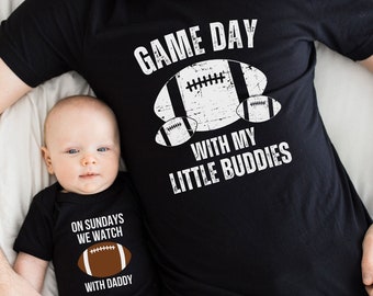 Papa und Baby passende Fußball-Shirts, Fußball-Papa-Shirt, Vatertagsgeschenk, Vater-Sohn-Tochter-Outfit, Geschenk für neuen Vater, lustiges Geschenk für Ehemann