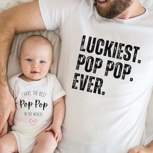 Pop Pop And Baby Matching Shirt,New Grandpa Shirt,Fathers Day Gift,Pop-Pop Grandson Granddaughter Tee,Pop Pop Gift,Grandpa Baby Announcement