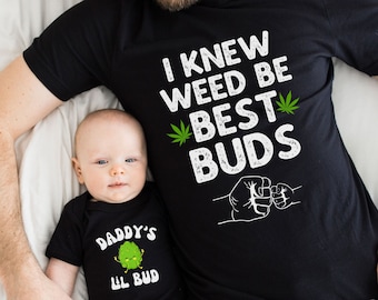 Camisas divertidas a juego para papá y bebé, regalo de papá fumeta, camisa de papá nuevo, regalo del día del padre, traje de padre, hijo e hija, regalo para el esposo, camiseta de marihuana