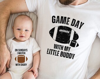Papa und Baby passende Fußball-Shirts, Fußball-Papa-Shirt, Vatertagsgeschenk, Vater-Sohn-Tochter-Outfit, Geschenk für neuen Vater, lustiges Geschenk für Ehemann