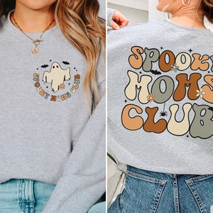 Spooky Mom Sweatshirt, Cool Moms Club Sweatshirt, Retro Halloween Mama Shirt, Halloween Mom Sweatshirt, Spooky Mama Sweatshirt, Gift for Mom Sport Grey