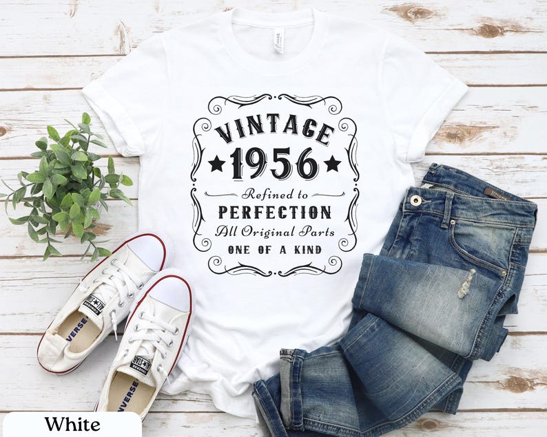 70th Birthday Gift, Vintage 1956 Shirt, 70th Birthday Shirt, Gift for 70th Birthday, 70th Birthday Gift for Women, Gift for Men, Bday Shirt White