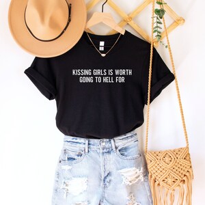 LGBTQ Shirt,Lesbian Shirt,Kiss More Girls,Gay Pride Shirt,Lesbian Pride Shirt,Lesbian Clothing,Queer Girls Tee,Pride Shirt Women,Lesbian Tee image 2