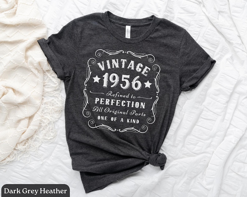 70th Birthday Gift, Vintage 1956 Shirt, 70th Birthday Shirt, Gift for 70th Birthday, 70th Birthday Gift for Women, Gift for Men, Bday Shirt Dark Grey Heather