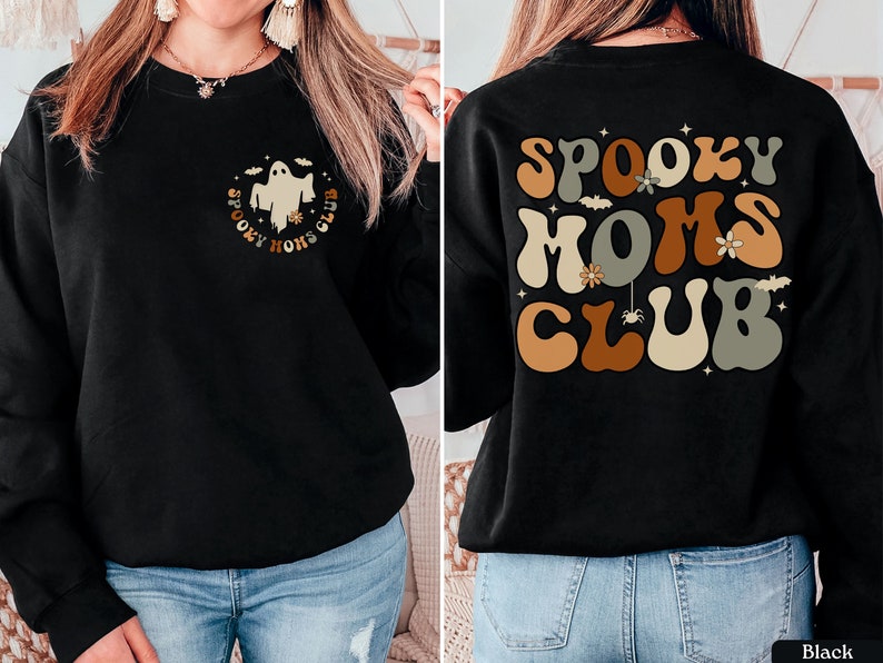 Spooky Mom Sweatshirt, Cool Moms Club Sweatshirt, Retro Halloween Mama Shirt, Halloween Mom Sweatshirt, Spooky Mama Sweatshirt, Gift for Mom Black