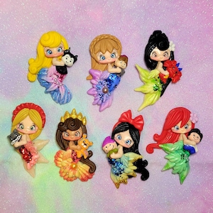 Prinzessin Abzeichenhalter/ Nadelmädchen Meerjungfrau Ariel, Belle, Schnee, Merida, Mulan, Aurora, Anna, Rot