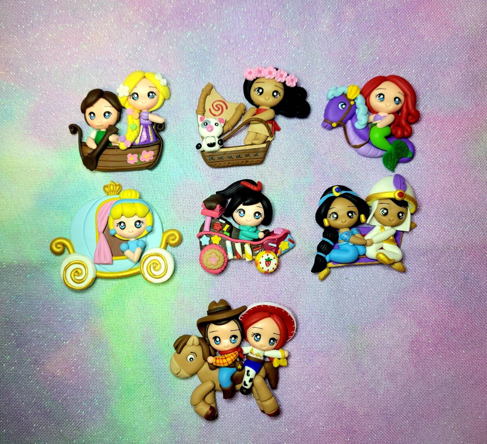 Princess Needle minders / Badge Reel Holders Rapunzel, Moana, Ariel, Cinderella, Jasmine, Woodie, Vanellope