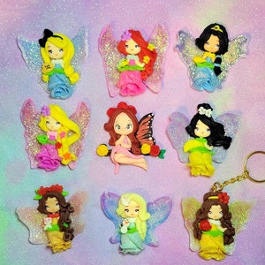 Prinzessinnen Abzeichen Halter / Nadelhalter Blumenfee Ariel, Jasmine, Elsa, Belle, Rapunzel, Mulan, Moana, Alice