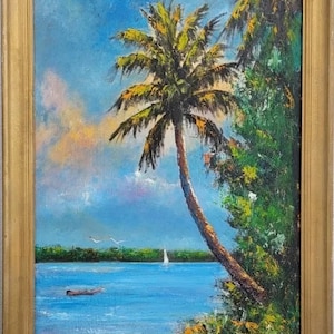 NORMAN WRIGHT Florida Highwaymen Style Artista da Flórida assinou óleo a bordo
