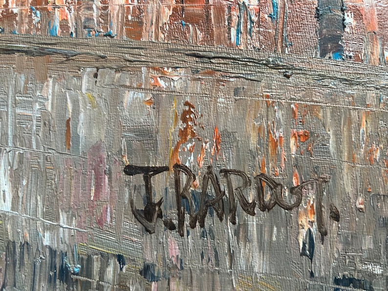 Vintage Impressionist Paris Street Scene Oil on Canvas Signed J Bardot ...