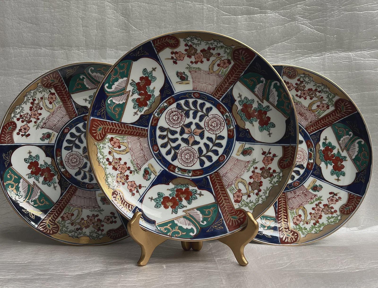 Gold Imari Hand Painted Charger Plates Set of 3 From Caesars