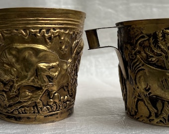 ミケーネ・ミノア文明の金杯、古代ギリシャ博物館所蔵の銅製レプリカ