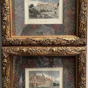 Coppia di incisioni d'epoca di J. Carter disegnate da T. Allorn "Chateau De Blors"