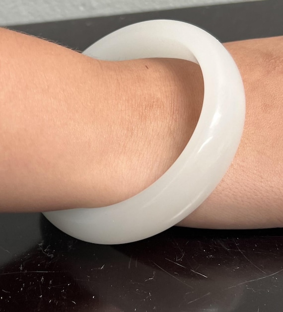 Jadeite Jade Bangle Bracelet 100% Natural White Jade Bracelet